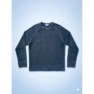 James Perse Pullover Men Blue Sz 2 Fog Vintage Pile Sweat Pima Cotton Comfy Crew